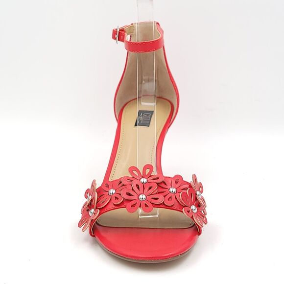 GILI Women Stiletto Heel Ankle Strap Sandal Gliona Size US 8M Crimson Red Floral - Picture 4 of 6